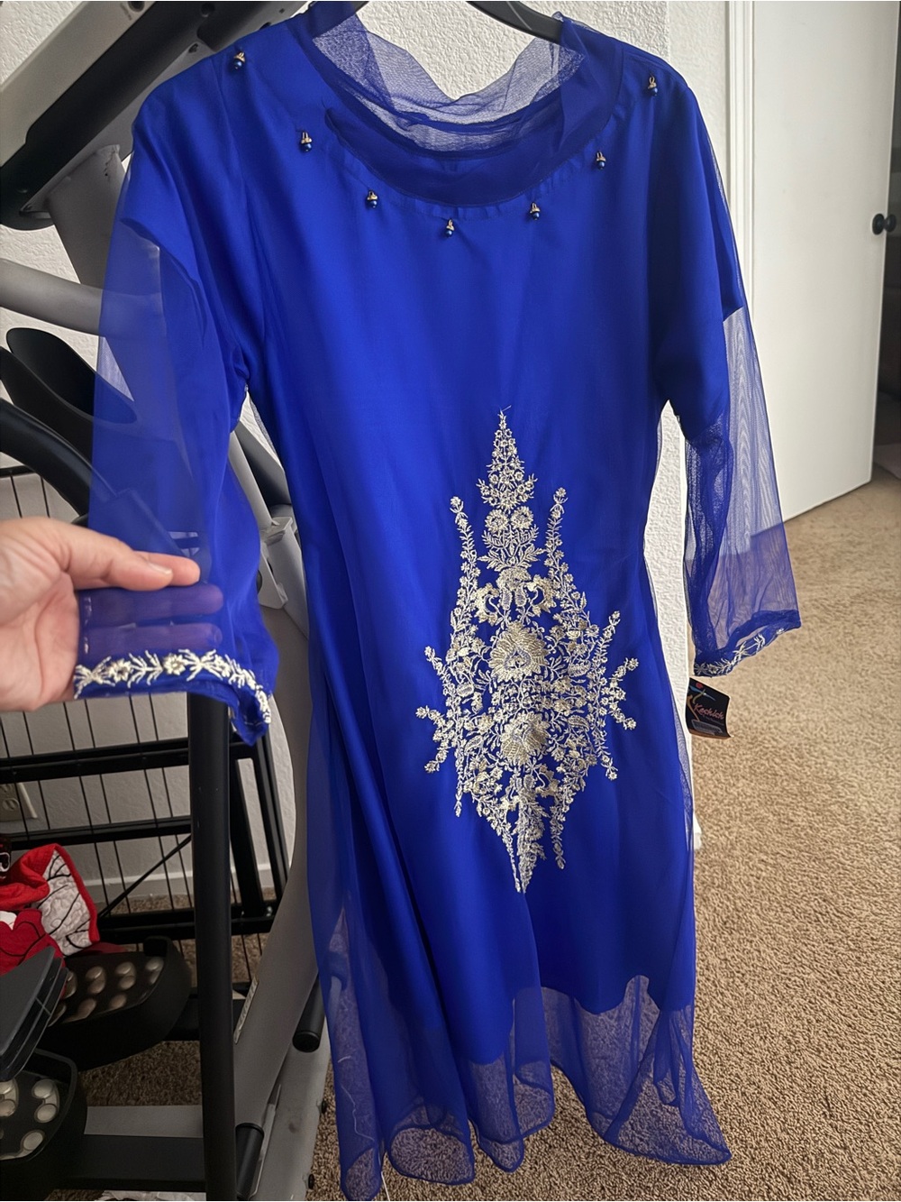 Royal Blue Embroidered Women's Dress
